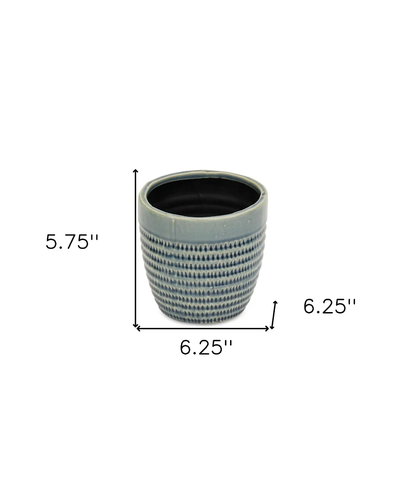 Indoor/Outdoor Striped Ceramic Round Planter – Stylish Pot for Plants