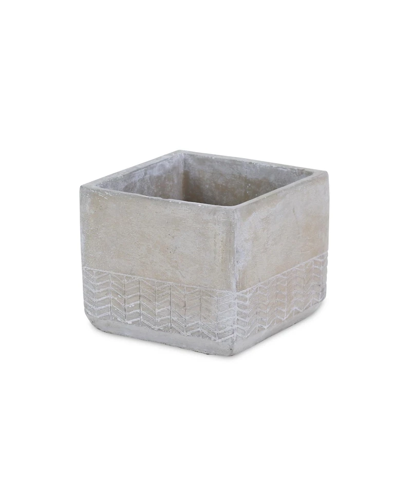 Cement Square Pot Planter with Chevron Design – Indoor/Outdoor Use