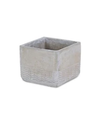 Cement Square Pot Planter with Chevron Design – Indoor/Outdoor Use