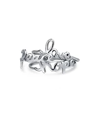 Bling Jewelry Set of 3 Inspirational Words Peace Love Hope Ring Set Sterling Silver