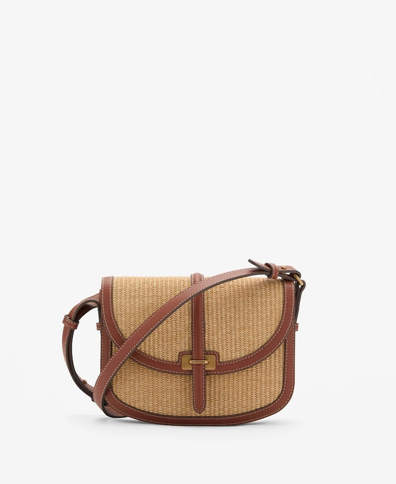 Mango Women's Contrast Canvas Crossbody Bag