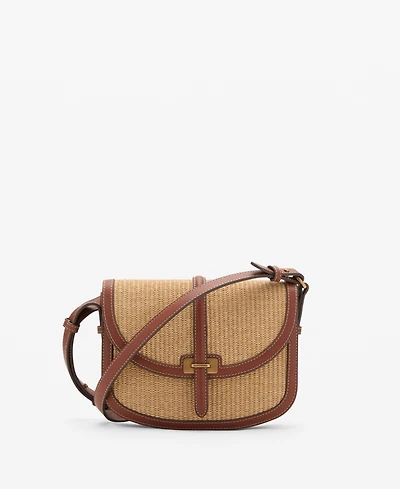 Mango Women's Contrast Canvas Crossbody Bag