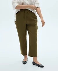 Mango Women's Elastic Waist Flowy Trouser Pants