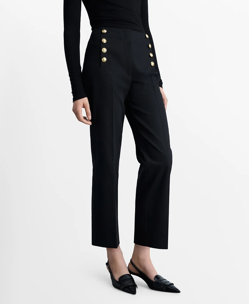 Mango Women's Jewel Buttoned Straight Pants