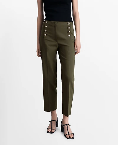 Mango Women's Jewel Buttoned Straight Pants