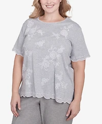 Alfred Dunner Plus Size Crystal Springs Crew Neck Top