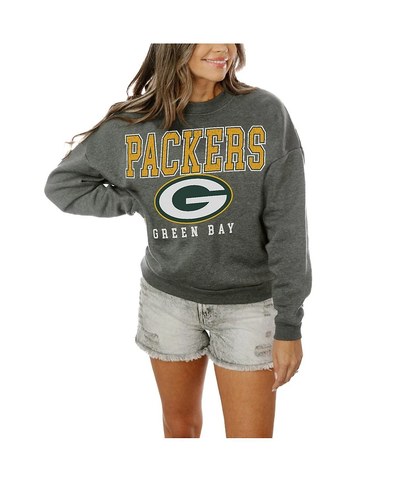 Gameday Couture Women's Charcoal Green Bay Packers Bring The Energy Pullover Sweatshirt