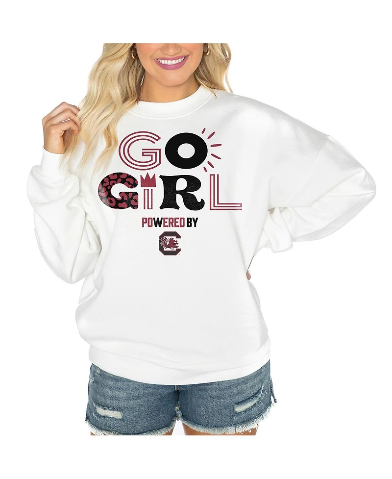Gameday Couture Women's White South Carolina Gamecocks PoweredBy Go Girl Premium Pullover Sweatshirt