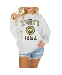Gameday Couture Women's Steel Iowa Hawkeyes Good Vibes Premium Fleece Drop Shoulder Pullover Sweatshirt