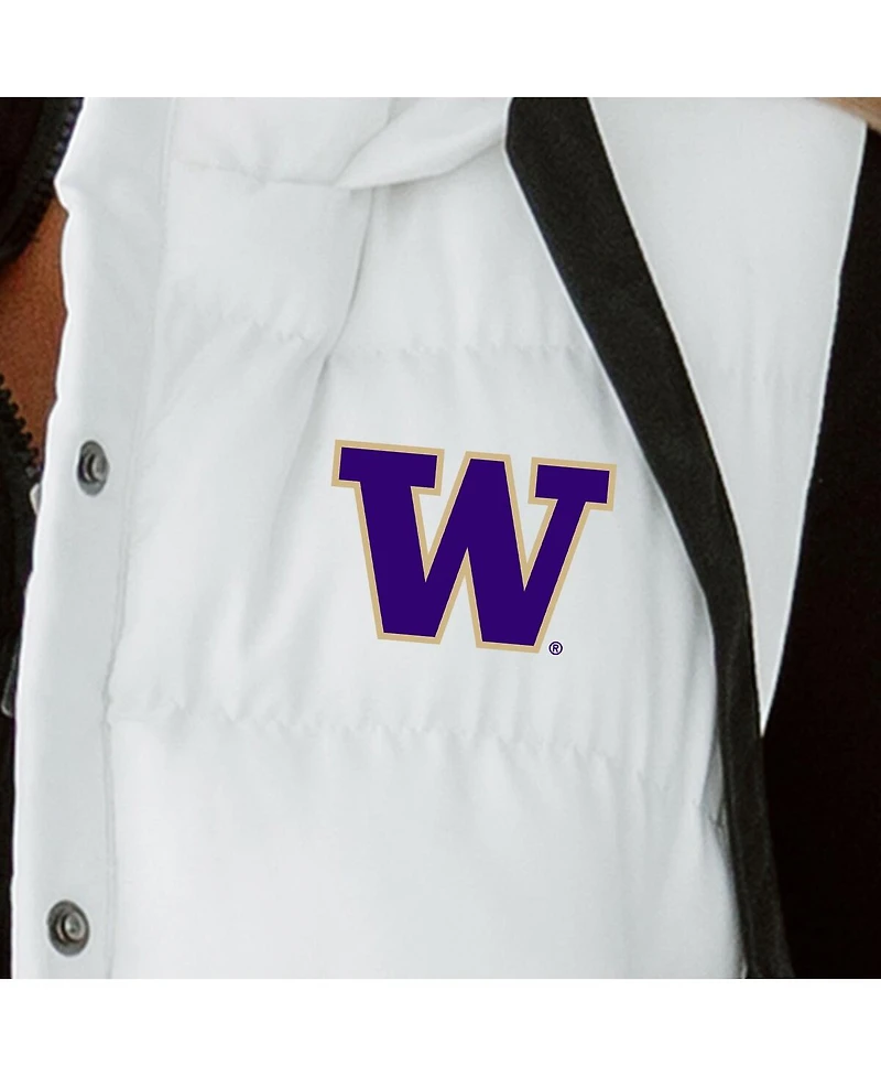 Gameday Couture Women's White Washington Huskies Hooded Full-Snap Puffer Vest