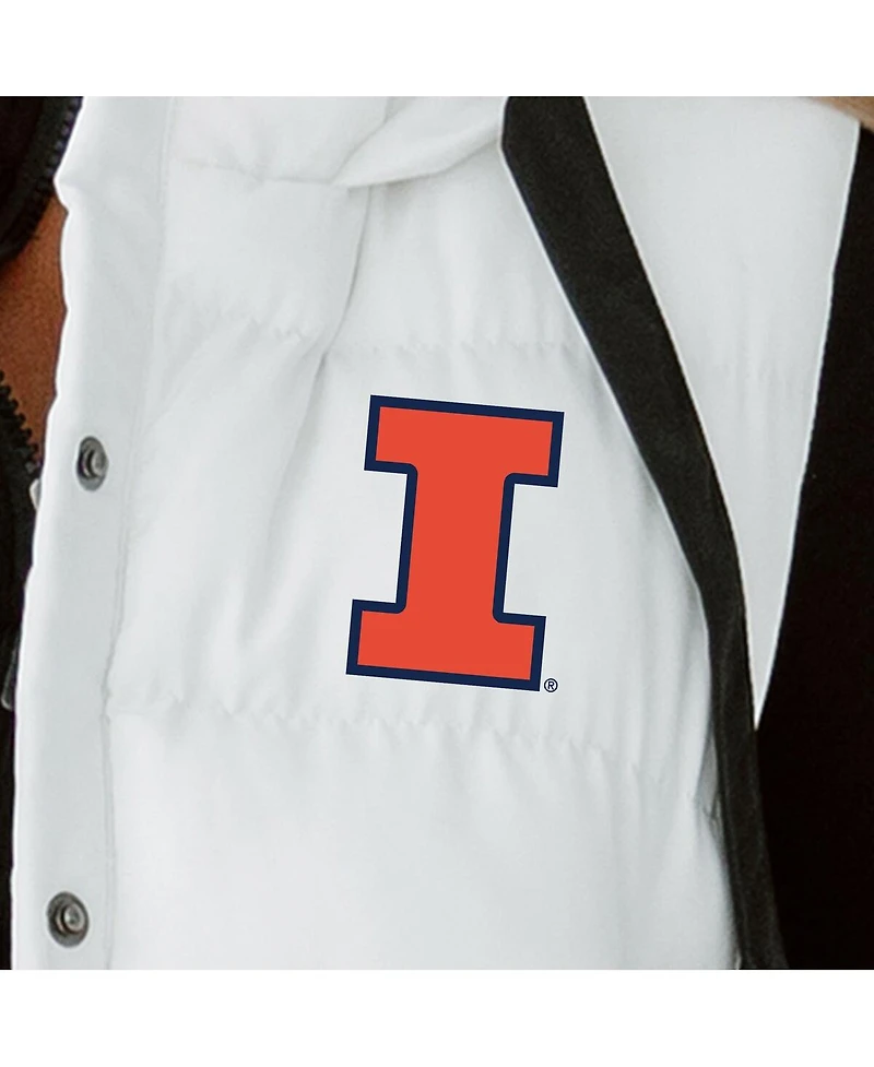 Gameday Couture Women's White Illinois Fighting Illini Hooded Full-Snap Puffer Vest