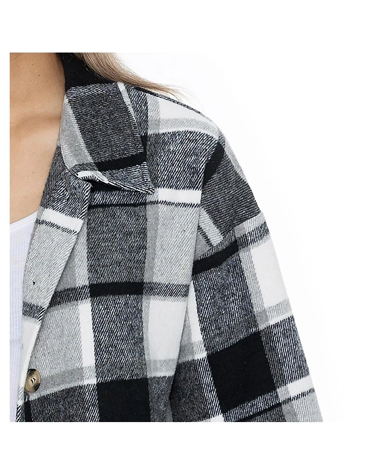 Gameday Couture Women's Grey South Carolina Gamecocks Long Sleeve Brushed Plaid Button-Up Overshirt Jacket
