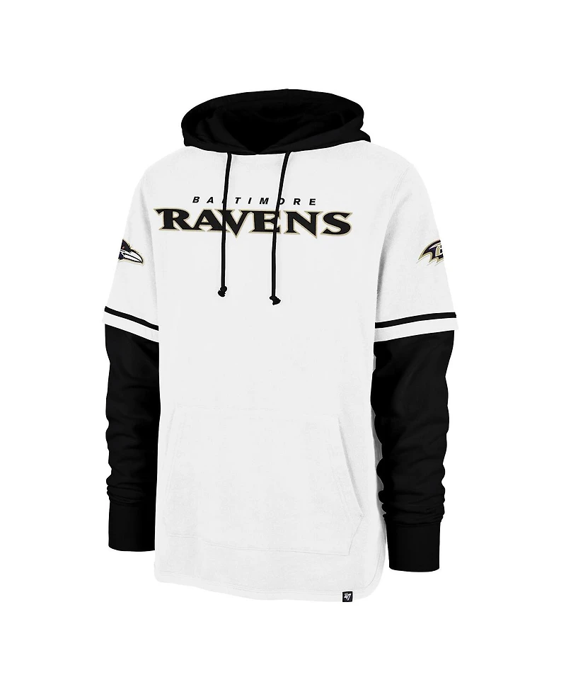 '47 Brand Men's White Baltimore Ravens Trifecta Shortstop Pullover Hoodie