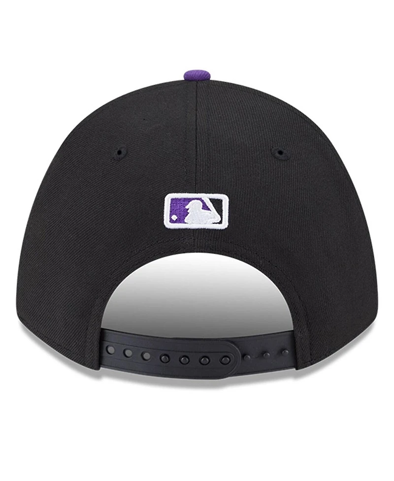 New Era Men's Black/ Colorado Rockies Player Replica 9FORTY Adjustable Hat