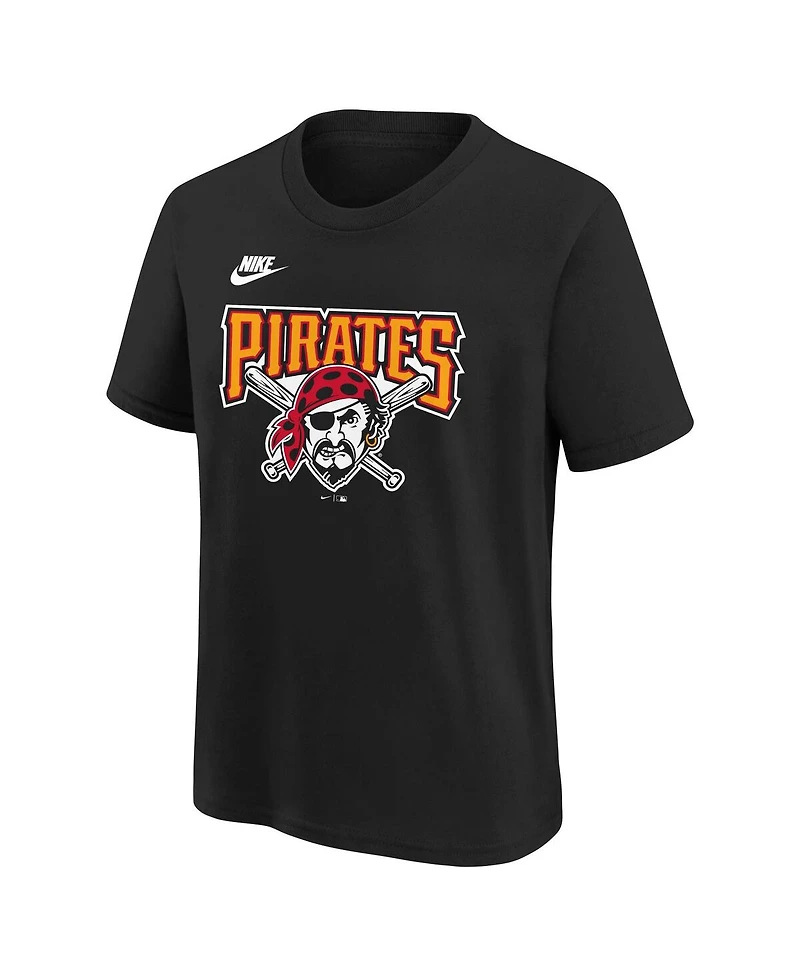 Nike Big Boys and Girls Black Pittsburgh Pirates Cooperstown Collection Team Logo T-Shirt