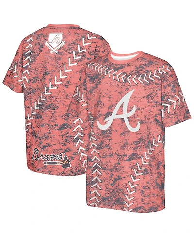 Outerstuff Big Boys and Girls Red Atlanta Braves Slide Score Bold T-Shirt