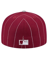 New Era Men's Dark Red Philadelphia Phillies Pinstripe 59FIFTY Fitted Hat