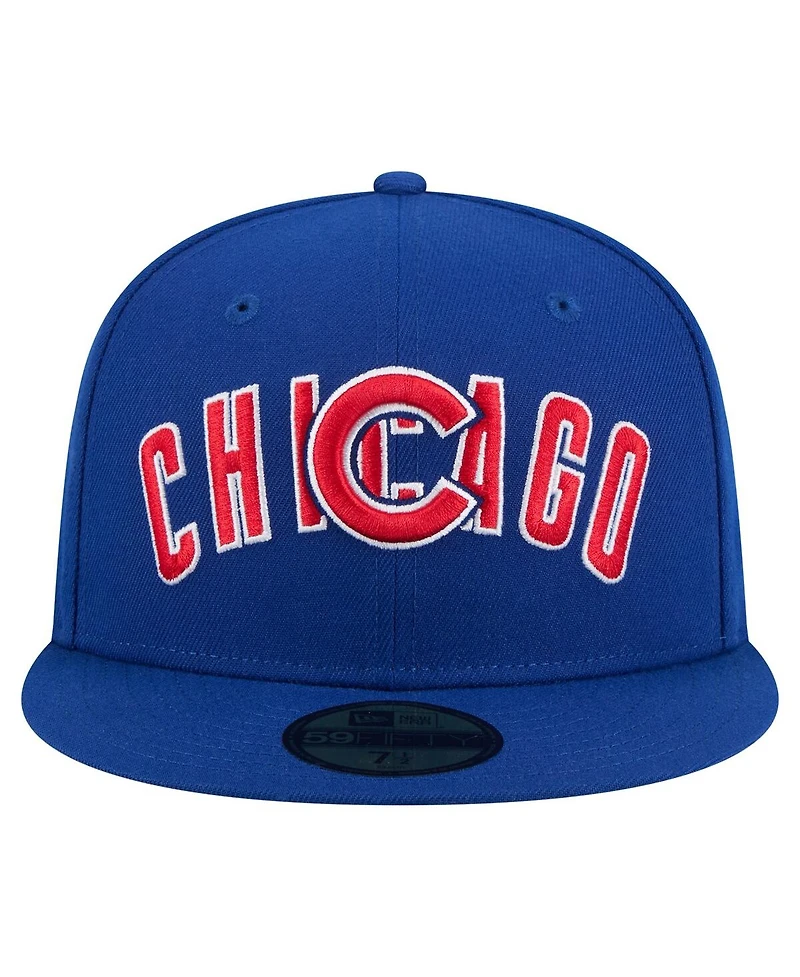 New Era Men's Royal Chicago Cubs Overlap 59FIFTY Fitted Hat