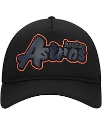 New Era Men's Black Houston Astros Retro Bold A-Frame Trucker 9FORTY Adjustable Hat