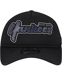 New Era Men's Black New York Yankees Retro Bold A-Frame Trucker 9FORTY Adjustable Hat