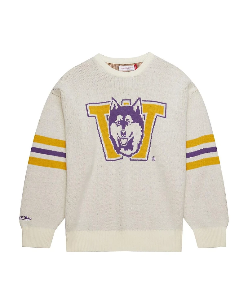 Mitchell & Ness Men's Cream Washington Huskies Retro Pullover Sweater