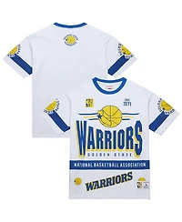 Mitchell & Ness Men's and Women's White Golden State Warriors Hardwood Classics Vintage Team Origins Premium T-Shirt