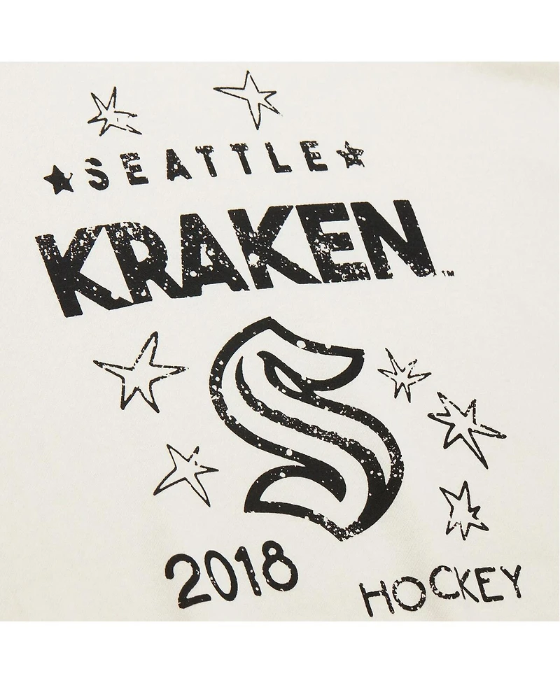 Mitchell & Ness Women's Cream Seattle Kraken Logo 3.0 Pullover Sweatshirt