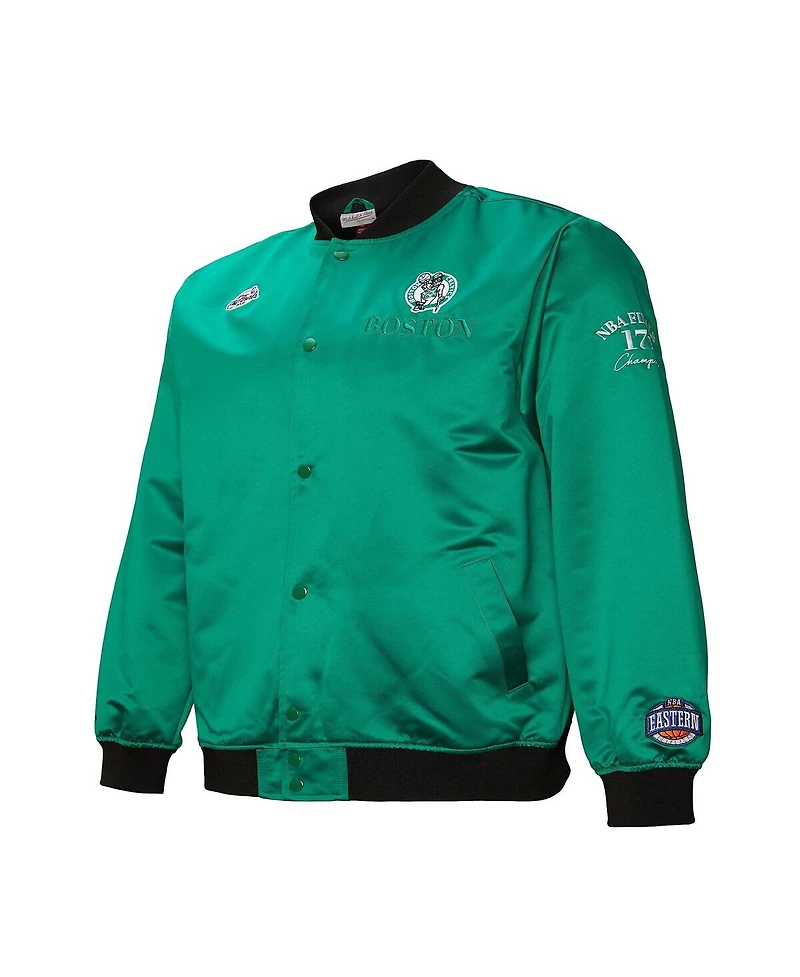 Mitchell & Ness Men's Kelly Green Boston Celtics Hardwood Classics Team Og 3.0 Lightweight Satin Full-Snap Jacket