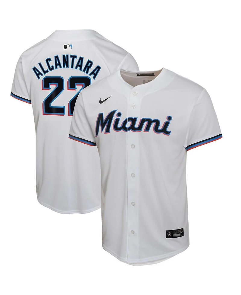 Nike Big Boys and Girls Sandy Alcantara White Miami Marlins Home Game Player Jersey
