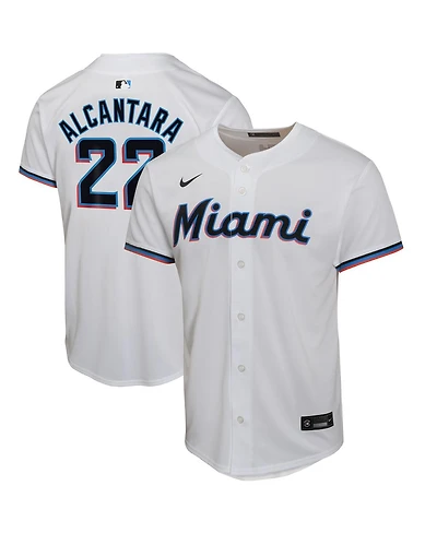 Nike Big Boys and Girls Sandy Alcantara White Miami Marlins Home Game Player Jersey