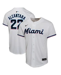 Nike Big Boys and Girls Sandy Alcantara White Miami Marlins Home Game Player Jersey