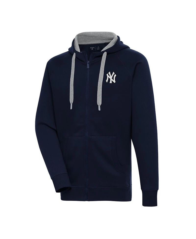Antigua Men's Navy New York Yankees Metallic Victory Full-Zip Hoodie Jacket