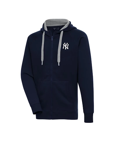 Antigua Men's Navy New York Yankees Metallic Victory Full-Zip Hoodie Jacket
