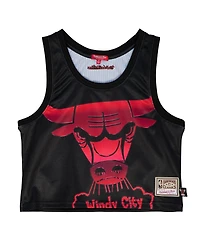 Mitchell & Ness Women's Black Chicago Bulls Hardwood Classics Big Face 4.0 Cropped Tank Top
