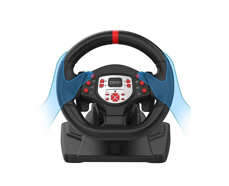 180° Racing Steering Wheel with Pedals – Adjustable Tilt & Height, Dual Motor Vibration for Pc, PS3, PS4, Switch, and Android