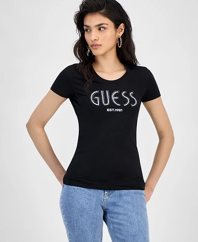 Guess Women's Short-Sleeve Crewneck Logo Tee