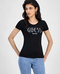 Guess Women's Short-Sleeve Crewneck Logo Tee