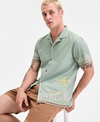 Sun + Stone Men's Embroidered Palm Shirt, Macy's Exclusive