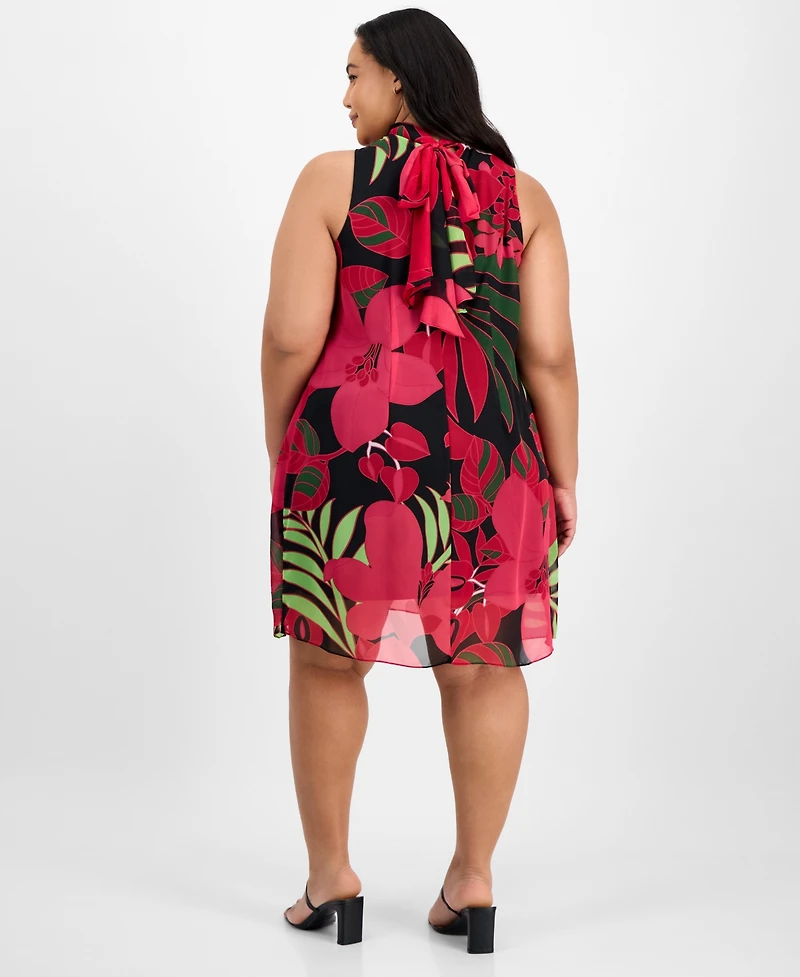 Robbie Bee Plus Bow-Back Printed Trapeze Dress