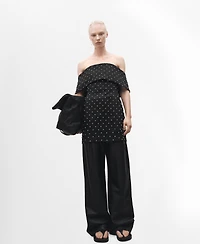 Mango Women's Shiny Detailed Strapless Dress