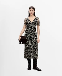 Mango Women's Floral Print Straight Midi Dress
