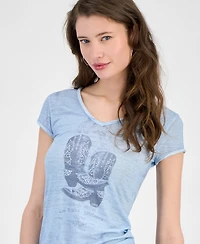 Guess Women's Short-Sleeve Bling Boots Tee