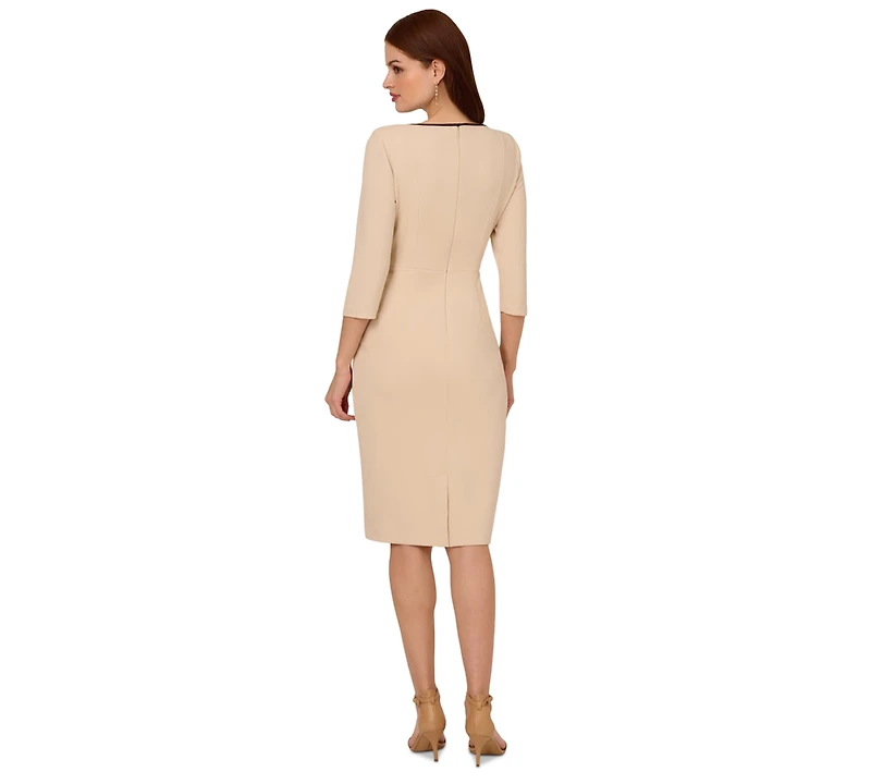 Adrianna Papell Women's Tipped Tie-Front 3/4-Sleeve Dress