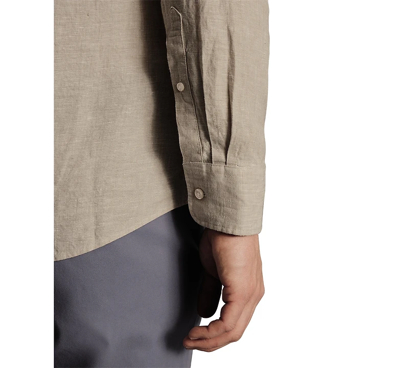 Charles Tyrwhitt Men's Slim Fit Long Sleeve Linen Button-Front Shirt