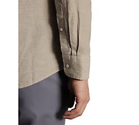 Charles Tyrwhitt Men's Slim Fit Long Sleeve Linen Button-Front Shirt