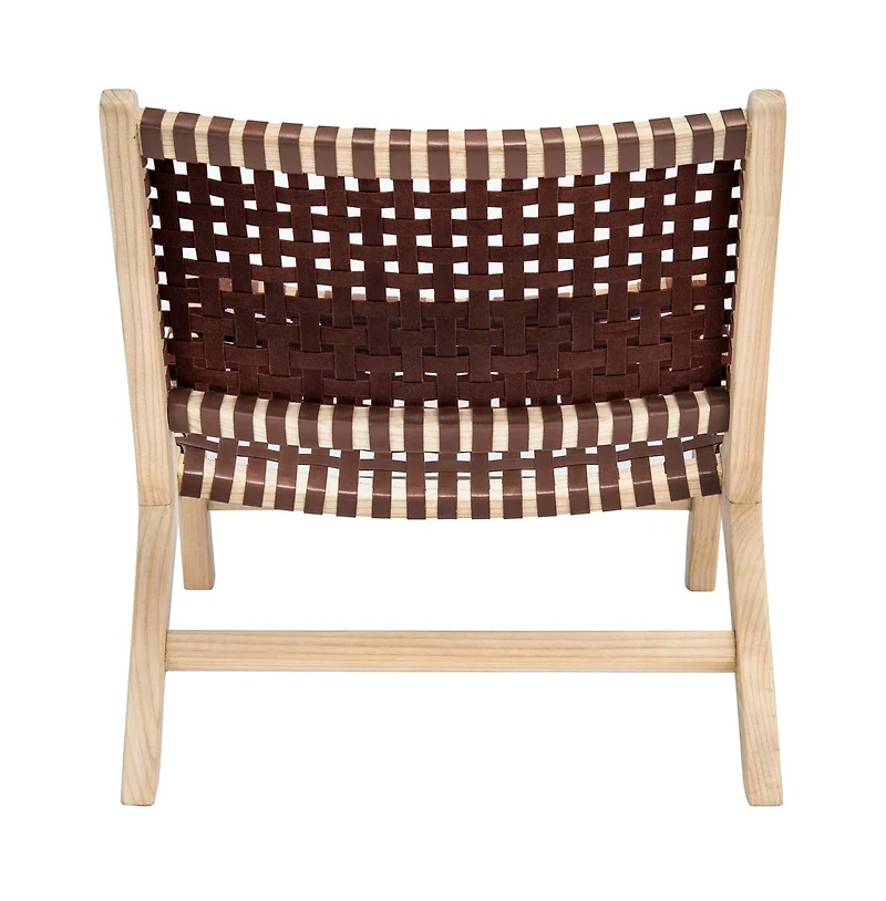 Luna Leather Woven Accent Chair