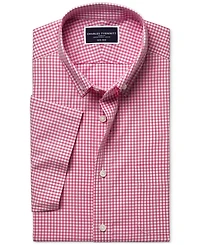 Charles Tyrwhitt Men's Slim Fit Short Sleeve Wrinkle-Resistant Button-Down Shirt