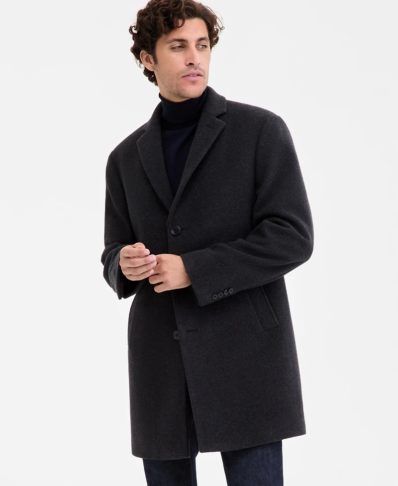 Calvin Klein Men's Prosper Wool-Blend Slim Fit Overcoat