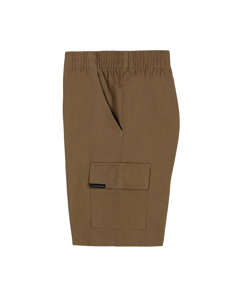 Calvin Klein Toddler and Little Boys 2-Piece Short Sleeve Logo T-Shirt Twill Cargo Shorts Set