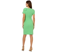 Adrianna Papell Women's Pleated Bow-Shoulder Slit-Front Dress